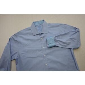English Laundry Dress Shirt Plaid Flip Cuff Long Sleeve Mens 17.5 34/35 XL